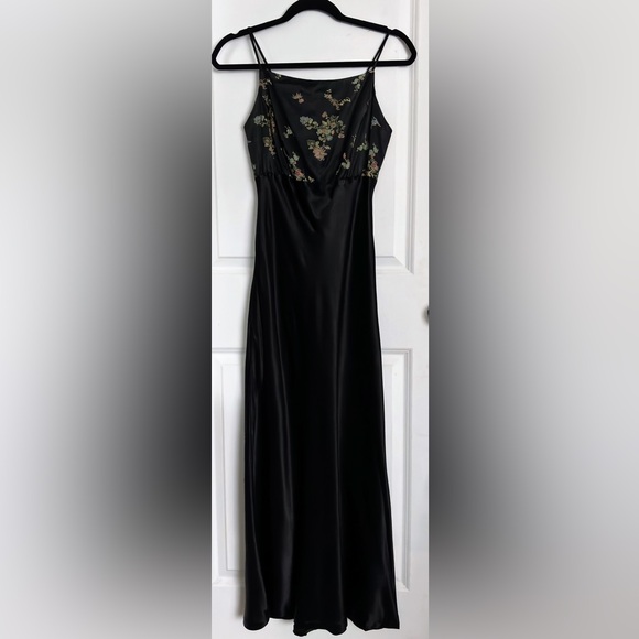 Y2K vintage satin oriental Asian lace up black dress party sz S/M - Picture 3 of 15